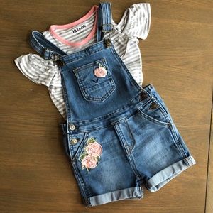 Hudson shortall denim overalls w cold shoulder tee